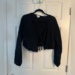 Lelis black flowy shirt with double ties